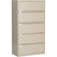 Lateral Filing Cabinet, Steel, 5 Drawers, 36" W x 18" D x 65-1/2" H, Beige OP223 | Rideout Tool & Machine Inc.