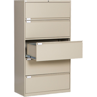 Lateral Filing Cabinet, Steel, 5 Drawers, 36" W x 18" D x 65-1/2" H, Beige OP223 | Rideout Tool & Machine Inc.