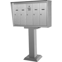 Single Deck Mailboxes, Pedestal -Mounted, 16" x 5-1/2", 3 Doors, Aluminum Rideout Tool & Machine Inc.