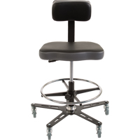 TF160™ Industrial Grade Ergonomic Chair, Mobile, Adjustable, 20-1/2" - 28-1/2", Vinyl Seat, Black/Grey OP491 | Rideout Tool & Machine Inc.