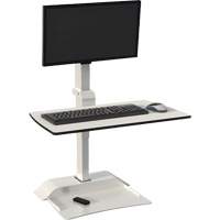 Soar™ Sit/Stand Electric Desk with Single Monitor Arm, Desktop Unit, 36" H x 27-3/4" W x 22" D, White OQ925 | Rideout Tool & Machine Inc.