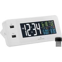 Hotel Collection Fast-Charging Dual USB Alarm Clock, Digital, Battery Operated, White OR489 | Rideout Tool & Machine Inc.