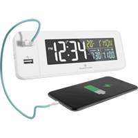 Hotel Collection Fast-Charging Dual USB Alarm Clock, Digital, Battery Operated, White OR489 | Rideout Tool & Machine Inc.