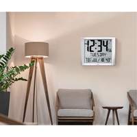 Super Jumbo Self-Setting Wall Clock, Digital, Battery Operated, Silver OR491 | Rideout Tool & Machine Inc.