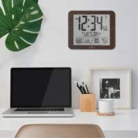 Slim Self-Setting Full Calendar Wall Clock, Digital, Battery Operated, Black OR496 | Rideout Tool & Machine Inc.