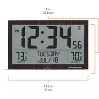 Self-Setting Full Calendar Clock with Extra Large Digits, Digital, Battery Operated, Brown OR498 | Rideout Tool & Machine Inc.