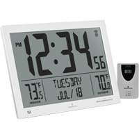 Self-Setting Full Calendar Clock with Extra Large Digits, Digital, Battery Operated, White OR500 | Rideout Tool & Machine Inc.