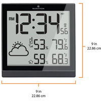 Self-Setting Weather Station and Clock, Digital, Battery Operated, Black OR504 | Rideout Tool & Machine Inc.