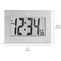Large Frame Digital Wall Clock, Digital, Battery Operated, Silver OR505 | Rideout Tool & Machine Inc.