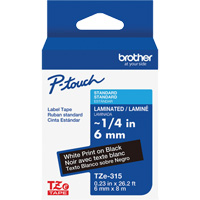 TZe-315 Laminated Tape for TZe-Compatible P-Touch Label Makers, White on Black, 0.23" Width Rideout Tool & Machine Inc.