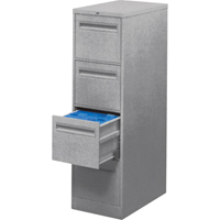Vertical Filing Cabinet with Recessed Drawer Handles, 3 Drawers, 18.15" W x 26.56" D x 40" H, Grey OTE619 | Rideout Tool & Machine Inc.