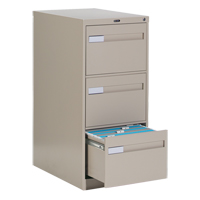 Vertical Filing Cabinet with Recessed Drawer Handles, 3 Drawers, 18.15" W x 26.56" D x 40" H, Beige OTE620 | Rideout Tool & Machine Inc.