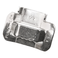 Buckles for Portable Stainless Steel Strapping, Stainless Steel, Fits Strap Width 1/2" PE312 | Rideout Tool & Machine Inc.
