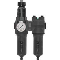 Filtre/r&eacute;gulateur + filtre coalescent drain manuel avec bol en m&eacute;tal Modulair 400, 1/4" NPT, 200 psi, Capacit&eacute; de 9,1 oz liq. Rideout Tool & Machine Inc.