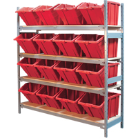 Wide Span Shelving with Jumbo Plastic Bins, Steel, Boltless, 800 lbs. Capacity, 66" W x 72" H x 18" D Rideout Tool & Machine Inc.