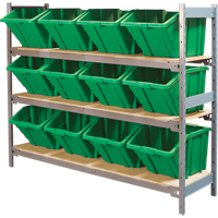 Wide Span Shelving with Jumbo Plastic Bins, Steel, Boltless, Starter, 66" W x 60" H x 18" D Rideout Tool & Machine Inc.