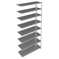 Shelving Unit, Galvanized Steel, Slotted Angle, 300 lbs. Capacity, 48" W x 96" H x 15" D Rideout Tool & Machine Inc.