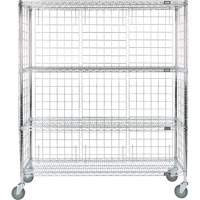 Enclosed Wire Shelf Cart, Chrome Plated, 60" x 69" x 24", 800 lbs. Capacity RN564 | Rideout Tool & Machine Inc.