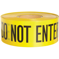 Barricade Tape, English, 3" W x 1000' L, 3 mils, Black on Yellow Rideout Tool & Machine Inc.