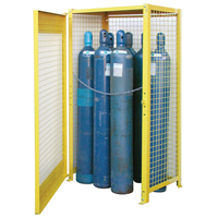 Gas Cylinder Cabinets, 10 Cylinder Capacity, 44" W x 30" D x 74" H, Yellow SAF837 | Rideout Tool & Machine Inc.