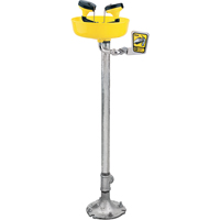 Poste de douche oculaire, Installation Socle, Bol Plastique Rideout Tool & Machine Inc.