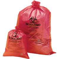 Biohazard Disposal Bags - Orange-Red, Bio-Hazard, 23" L x 19" W, 0.0317 mm, 200 /pkg. SAM047 | Rideout Tool & Machine Inc.