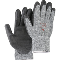 Salt & Pepper Knit Gloves With Black Palm Coating, Size Small/7, Polyurethane Coated, HPPE Shell, ANSI/ISEA 105 Level 2 Rideout Tool & Machine Inc.