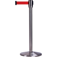 Barri&egrave;res sur pieds pour le contr&ocirc;le des foules, Acier, 35" h, Ruban Rouge, Longueur du ruban 7' Rideout Tool & Machine Inc.