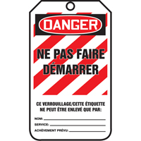 &eacute;tiquettes de verrouillage, Papier cartonn&eacute;, 3-1/8" la x 5-7/8" h, Français Rideout Tool & Machine Inc.