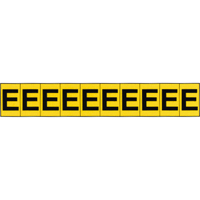 Rep&egrave;res adh&eacute;sifs &agrave; lettres individuelles, E, 1" h, Noir sur jaune Rideout Tool & Machine Inc.