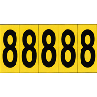 Individual Adhesive Number Markers, 8, 3-7/8" H, Black on Yellow SC849 | Rideout Tool & Machine Inc.
