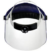 Harnais de tête avec visière en polycarbonate, Polycarbonate, Suspension Rochet, Conforme ANSI Z87+ SDA135 | Rideout Tool & Machine Inc.