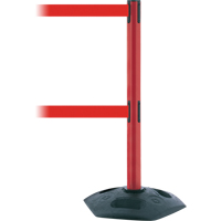 Poteau robuste &agrave; ligne double, Plastique, 38" h, Ruban Rouge, Longueur du ruban 13' Rideout Tool & Machine Inc.