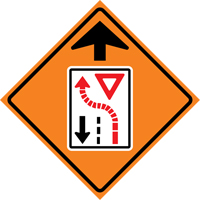 Yield Ahead Roll-Up Traffic Sign, 29-1/2" x 29-1/2", Vinyl, Pictogram SDP370 | Rideout Tool & Machine Inc.