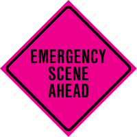 "Emergency Scene Ahead" Roll-Up Traffic Sign, 36" x 36", Vinyl, English SDP371 | Rideout Tool & Machine Inc.
