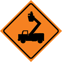 Man in Elevated Bucket Roll-Up Traffic Sign, 29-1/2" x 29-1/2", Vinyl, Pictogram SDP375 | Rideout Tool & Machine Inc.
