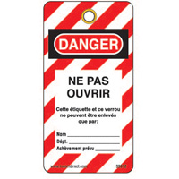 Lockout Tags, Plastic, 3" W x 5-3/4" H, French SE340 | Rideout Tool & Machine Inc.