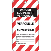 Lockout Tags, Plastic, 3" W x 5-3/4" H, French SE343 | Rideout Tool & Machine Inc.