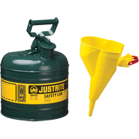 Safety Cans, Type I, Steel, 2 US gal., Green, FM Approved/UL/ULC Listed SEA246 | Rideout Tool & Machine Inc.