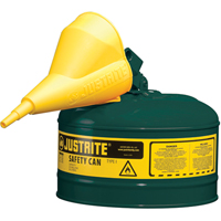 Safety Cans, Type I, Steel, 2.5 US gal., Green, FM Approved/UL/ULC Listed SEA249 | Rideout Tool & Machine Inc.