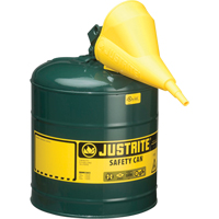 Safety Cans, Type I, Steel, 5 US gal., Green, FM Approved/UL/ULC Listed SEA252 | Rideout Tool & Machine Inc.