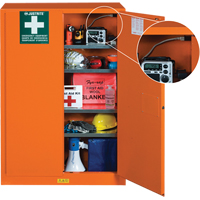 Emergency Preparedness Storage Cabinets, Steel, 4 Shelves, 65" H x 43" W x 18" D, Orange SEG861 | Rideout Tool & Machine Inc.