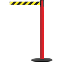 Montant pour syst&egrave;me Advance TensaBarrier, Acier, 36" h, Ruban Noir/Jaune, Longueur du ruban 7,5' Rideout Tool & Machine Inc.
