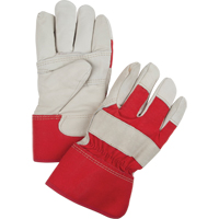 Red & White Winter-Lined Fitters Gloves, Large, Grain Cowhide Palm, Boa Inner Lining SEI681 | Rideout Tool & Machine Inc.