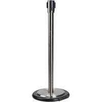 Free-Standing Crowd Control Barrier Receiver Post With Wheels, 35" High, Stainless Rideout Tool & Machine Inc.