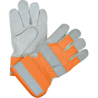 Gants d'ajusteur haute visibilit&eacute; de premi&egrave;re qualit&eacute;, Grand, Paume en Cuir de vache refendu, Doublure en Coton Rideout Tool & Machine Inc.