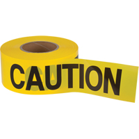 "Caution" Barricade Tape, English, 3" W x 1000' L, 1.5 mils, Black on Yellow Rideout Tool & Machine Inc.