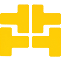 Autocollants pour d&eacute;limitation des coins sur le sol, T, 5" lo x 2" la, Jaune, Polyester Rideout Tool & Machine Inc.