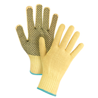 Gants tricot&eacute;s sans couture &agrave; pois, Taille T-Grand/10, Calibre 7, Rev&ecirc;tement PVC, Enveloppe en Kevlar, ASTM ANSI niveau A2/EN 388 niveau 3 Rideout Tool & Machine Inc.