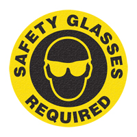 "Safety Glasses" Floor Sign, Adhesive, English with Pictogram Rideout Tool & Machine Inc.